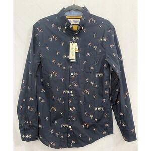NWT Original Penguin Button Down Shirt Mens S Football Cheerleader Print Navy